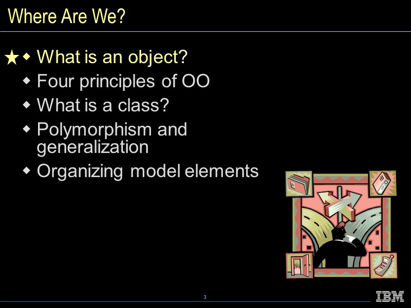 Where Are We? What is an object? Four principles of OO What is a